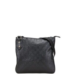 Gucci Guccissima Shoulder Bag Black Leather